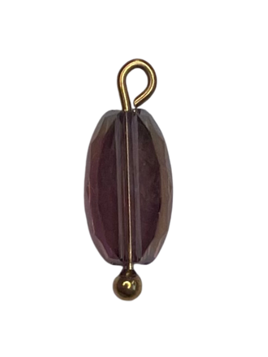CHARM 129 / Perle ovale marron glacé - 13mmx6mm