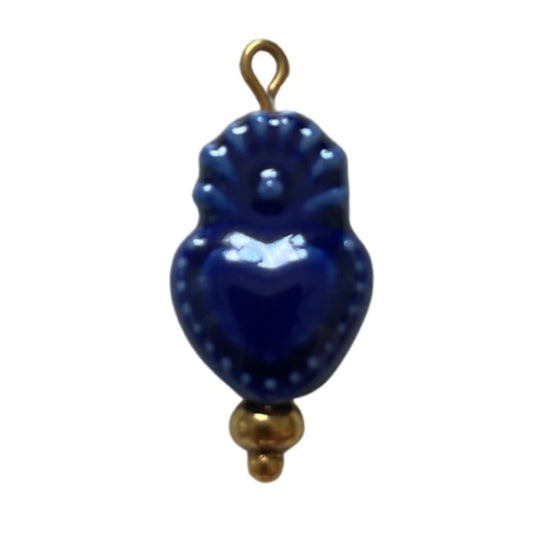 CHARM 120 / Coeur céramique Bleu - 12mmx25mm