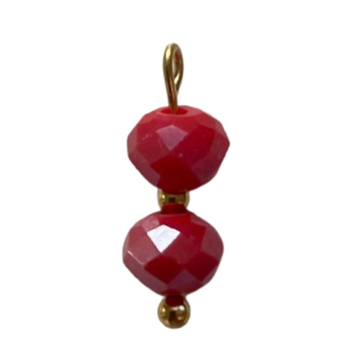 CHARM 123 / 2Perles 6x15mm - Rouge