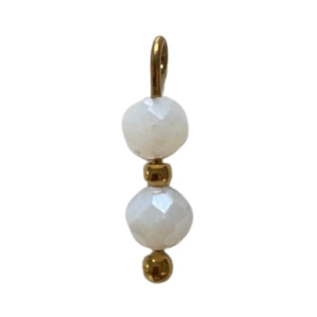 CHARM 104 / 2Perles - 4mmx15mm - Blanc