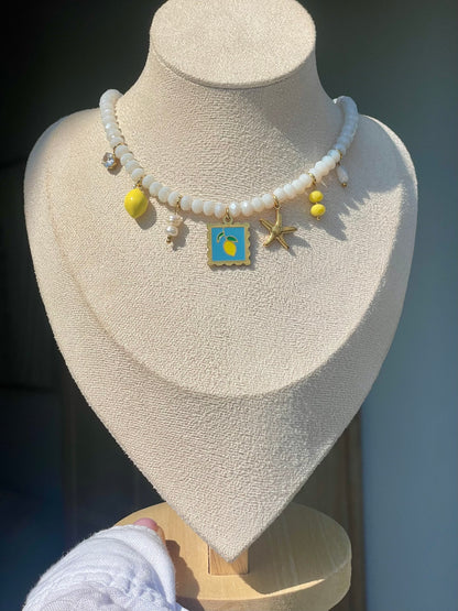 COLLIER À CHARM - PERLES À FACETTE