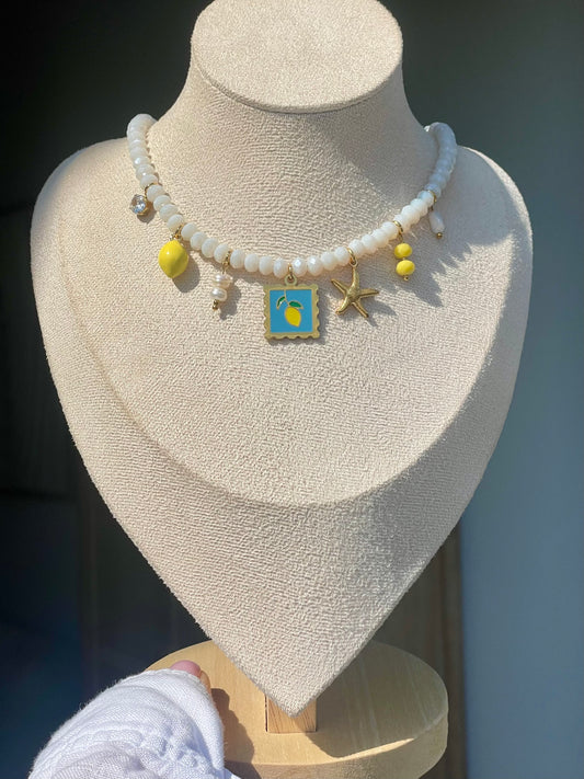COLLIER À CHARM - PERLES À FACETTE